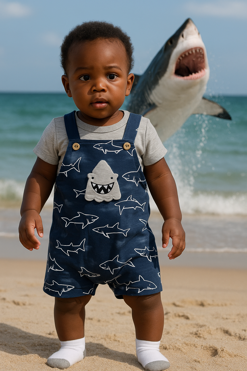 Shark Baby Overalls with Socks & T-Shirt