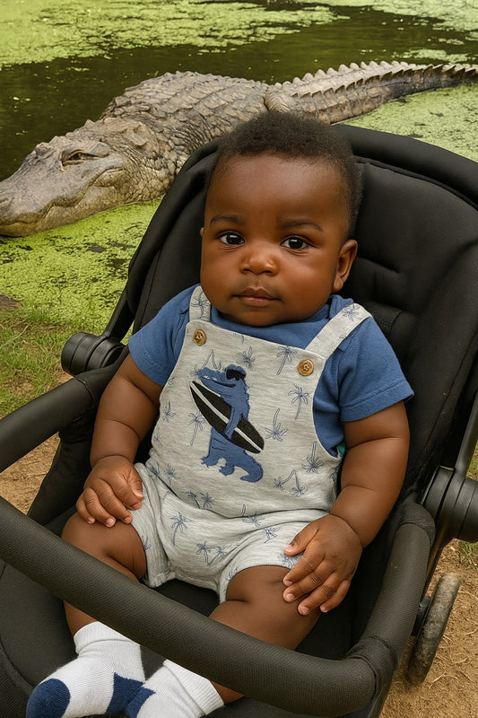 Crocodile Baby Overalls with Socks & T-Shirt