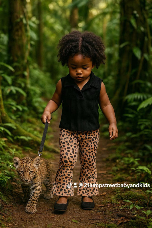 SHEIN 2 Piece Girls Animal Print Pants Set