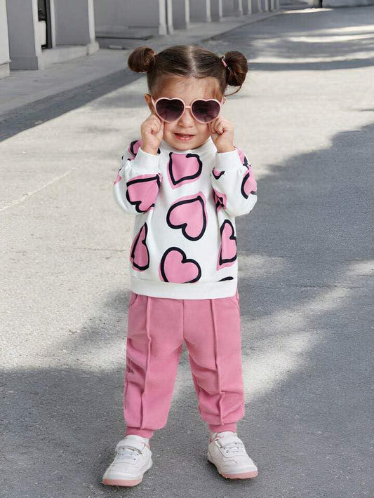 Heart 2 Piece Girls Tracksuit
