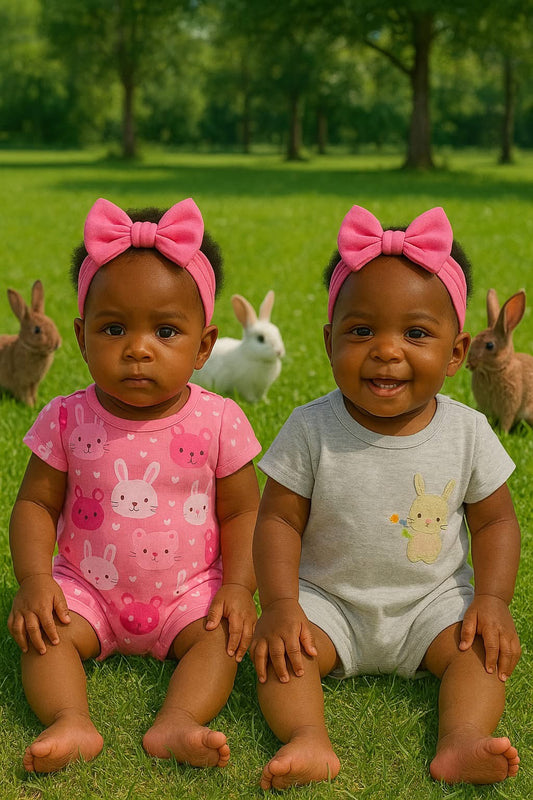 2 Pack Rabbit Onesies with Headband