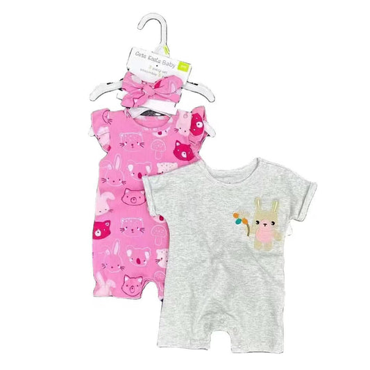 2 Pack Rabbit Onesies with Headband