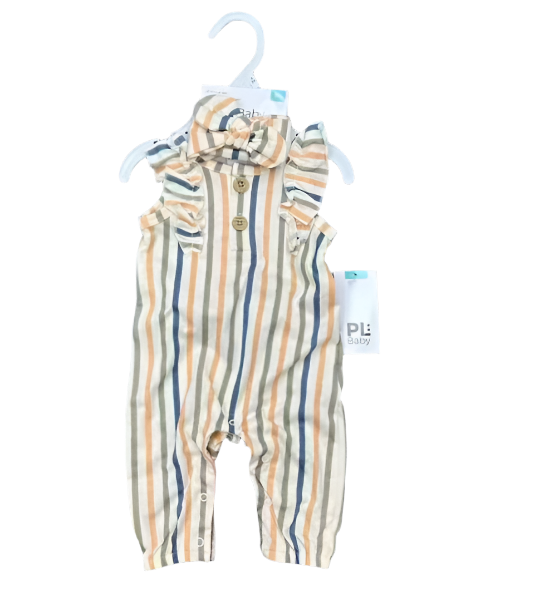 Girls Stripe Jumpsuit & Headband
